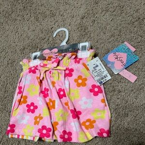Girls Freestyle Pink and Orange Floral and Striped Shorts *2-Pack
